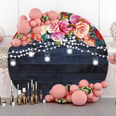 Rose Und Streifen Hölzern Glücklich Geburtstag Runden Hintergrund